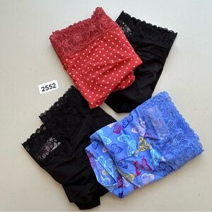 No Boundaries Lace Brief XL Blue Black Orange 4 Pieces New
